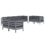 vidaXL Set mobilier grădină cu perne, 8 piese, lemn masiv pin