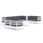 vidaXL Set mobilier de grădină cu perne, 9 piese, lemn masiv de pin