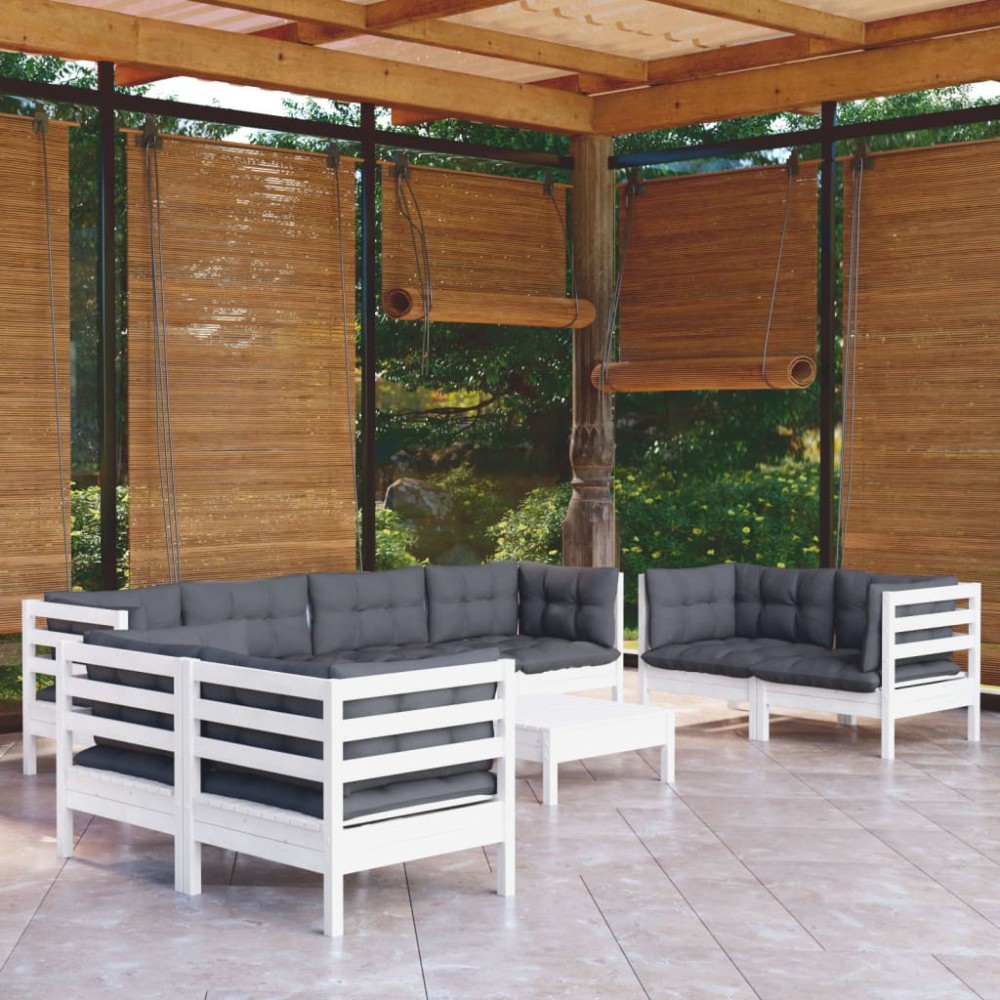 vidaXL Set mobilier de grădină cu perne, 9 piese, lemn masiv de pin