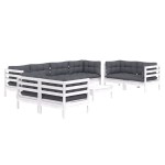 vidaXL Set mobilier de grădină cu perne, 9 piese, lemn masiv de pin