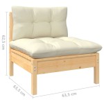 vidaXL Set mobilier grădină cu perne crem, 3 piese, lemn masiv de pin vidaXL Set mobilier grădină cu perne crem, 3 piese, lemn masiv de pin