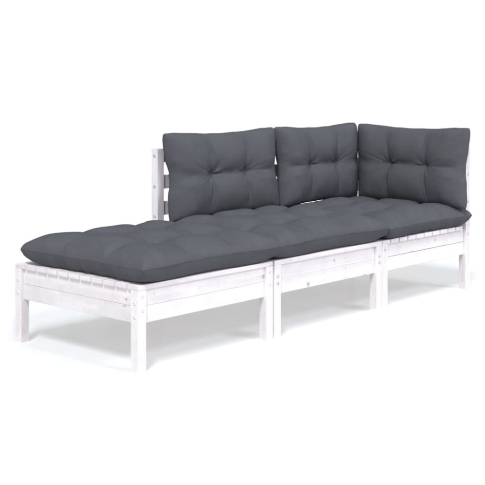 vidaXL Set mobilier grădină cu perne, 3 piese, lemn masiv de pin