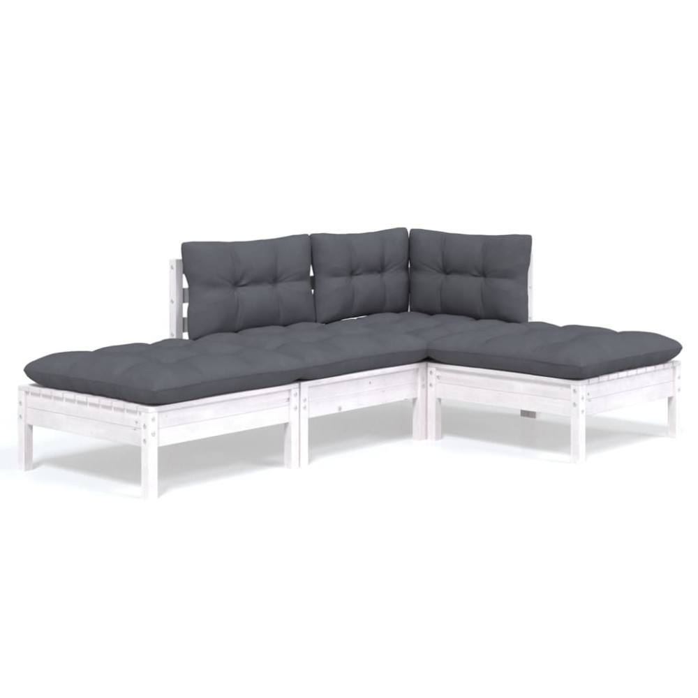 vidaXL Set mobilier grădină cu perne, 4 piese, lemn masiv de pin