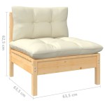 vidaXL Set mobilier grădină cu perne, 4 piese, crem, lemn de pin