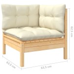 vidaXL Set mobilier grădină cu perne, 4 piese, crem, lemn de pin