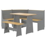 vidaXL Set mobilier bucătărie „REINE”, 3piese, maro miere&gri lemn pin vidaXL Set mobilier bucătărie „REINE”, 3piese, maro miere&gri lemn pin