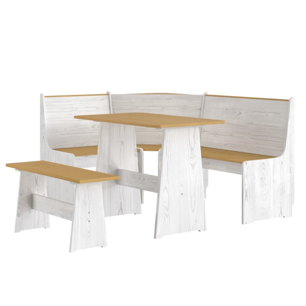 vidaXL Set mobilier bucătărie „REINE”, 3piese, maro miere&alb lemn pin