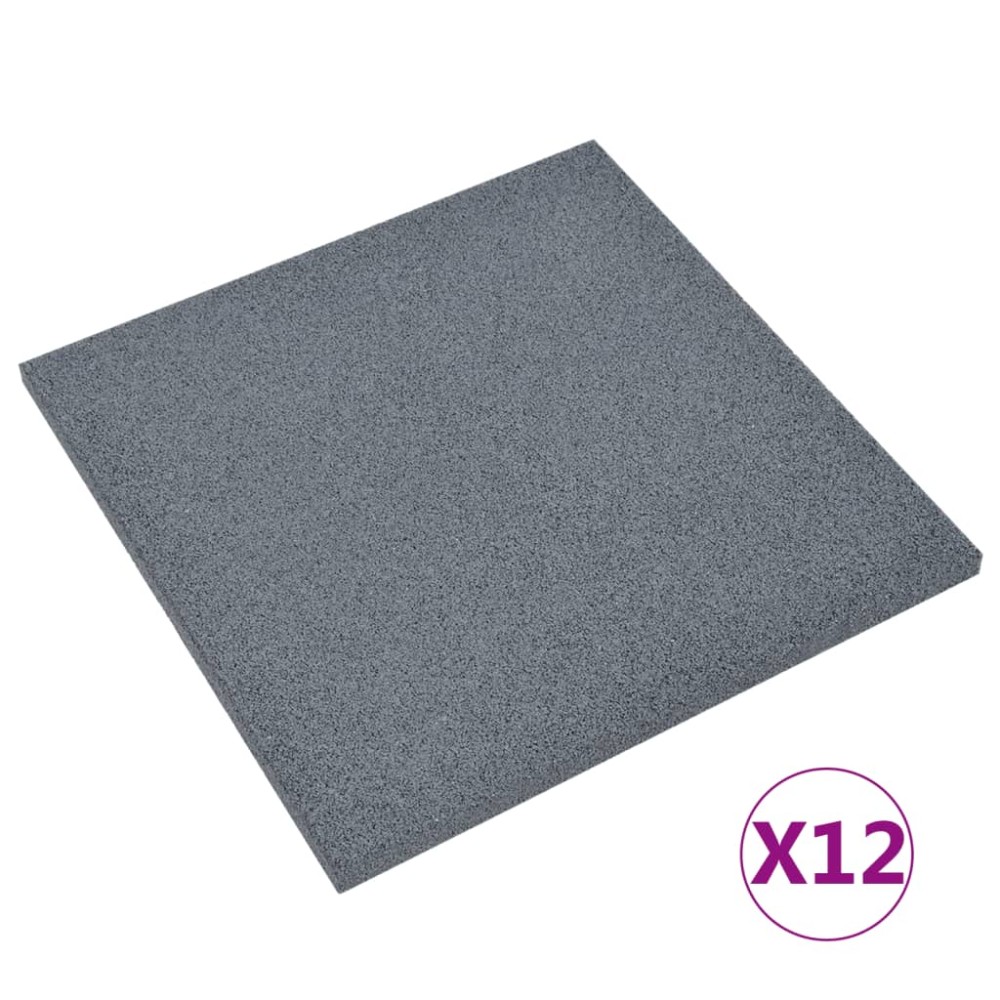 vidaXL Plăci de protecție la cădere 12 buc, gri, 50x50x3 cm, cauciuc