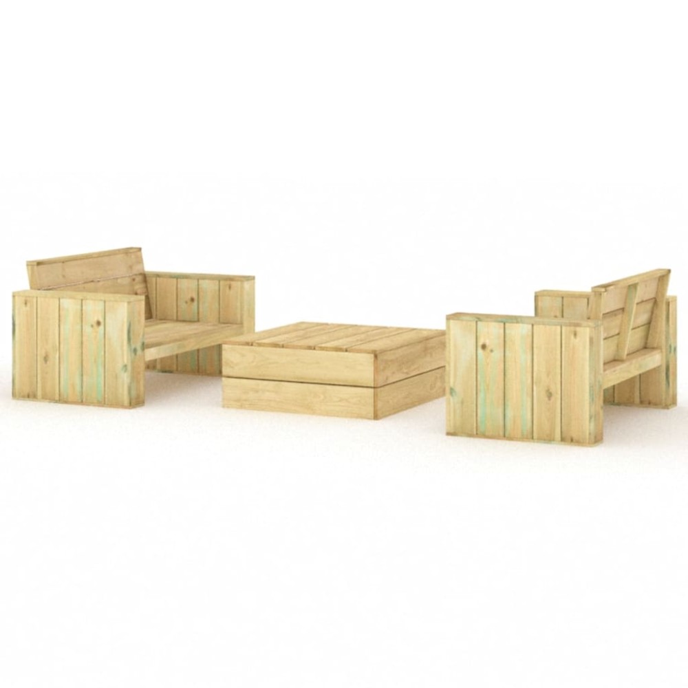 vidaXL Set mobilier de grădină, 3 piese, lemn masiv pin tratat
