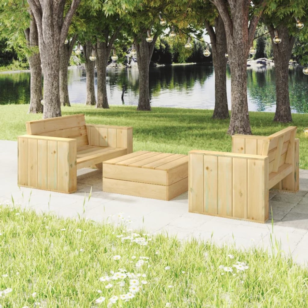 vidaXL Set mobilier de grădină, 3 piese, lemn masiv pin tratat