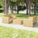 vidaXL Set mobilier de grădină, 3 piese, lemn masiv pin tratat vidaXL Set mobilier de grădină, 3 piese, lemn masiv pin tratat
