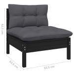 vidaXL Set mobilier grădină cu perne, 5 piese, negru, lemn masiv pin