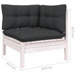 vidaXL Set mobilier de grădină cu perne, 9 piese, alb, lemn masiv pin vidaXL Set mobilier de grădină cu perne, 9 piese, alb, lemn masiv pin