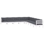vidaXL Set mobilier de grădină cu perne, 9 piese, alb, lemn masiv pin vidaXL Set mobilier de grădină cu perne, 9 piese, alb, lemn masiv pin