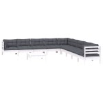 vidaXL Set mobilier grădină cu perne, 10 piese, alb, lemn masiv pin vidaXL Set mobilier grădină cu perne, 10 piese, alb, lemn masiv pin