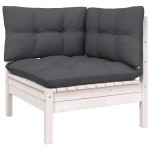vidaXL Set mobilier de grădină cu perne, 8 piese, alb, lemn masiv pin