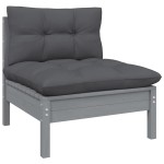 vidaXL Set mobilier relaxare grădină 8 piese perne gri lemn masiv pin