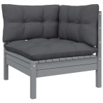 vidaXL Set mobilier relaxare grădină 8 piese perne gri lemn masiv pin