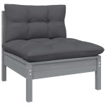 vidaXL Set mobilier de grădină cu perne, 9 piese, gri, lemn de pin vidaXL Set mobilier de grădină cu perne, 9 piese, gri, lemn de pin