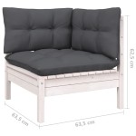 vidaXL Set mobilier de grădină cu perne, 9 piese, alb, lemn de pin vidaXL Set mobilier de grădină cu perne, 9 piese, alb, lemn de pin