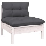vidaXL Set mobilier grădină cu perne, 9 piese, alb, lemn masiv pin