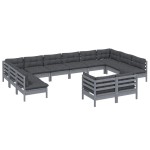 vidaXL Set mobilier relaxare de grădină & perne 12 piese gri lemn pin vidaXL Set mobilier relaxare de grădină & perne 12 piese gri lemn pin