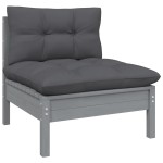 vidaXL Set mobilier relaxare de grădină & perne 12 piese gri lemn pin vidaXL Set mobilier relaxare de grădină & perne 12 piese gri lemn pin