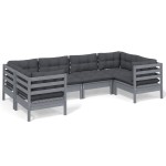 vidaXL Set mobilier grădină cu perne gri, 6 piese, lemn de pin vidaXL Set mobilier grădină cu perne gri, 6 piese, lemn de pin