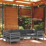 vidaXL Set mobilier grădină cu perne gri, 6 piese, lemn de pin vidaXL Set mobilier grădină cu perne gri, 6 piese, lemn de pin