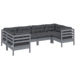 vidaXL Set mobilier grădină cu perne gri, 6 piese, lemn de pin vidaXL Set mobilier grădină cu perne gri, 6 piese, lemn de pin