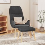 vidaXL Scaun de relaxare cu taburet, gri închis, textil vidaXL Scaun de relaxare cu taburet, gri închis, textil