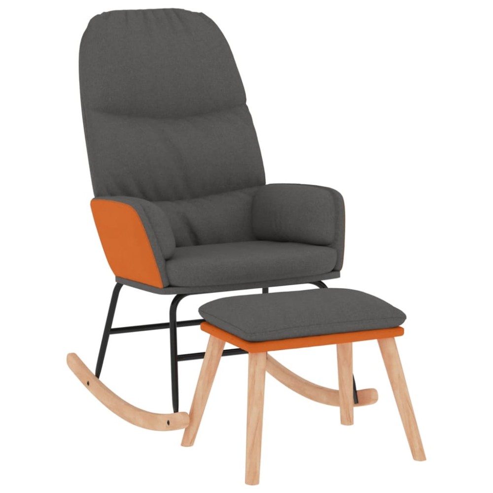 vidaXL Scaun balansoar cu taburet, gri închis, textil