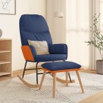 vidaXL Scaun balansoar cu taburet, albastru, textil vidaXL Scaun balansoar cu taburet, albastru, textil