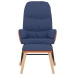 vidaXL Scaun balansoar cu taburet, albastru, textil vidaXL Scaun balansoar cu taburet, albastru, textil