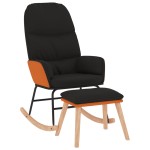 vidaXL Scaun balansoar cu taburet, negru, textil