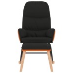 vidaXL Scaun balansoar cu taburet, negru, textil
