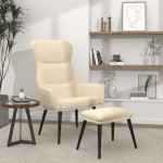 vidaXL Scaun de relaxare cu taburet, crem, textil vidaXL Scaun de relaxare cu taburet, crem, textil