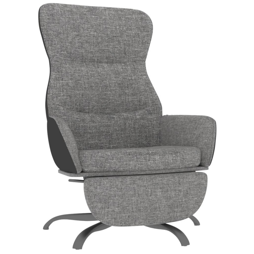 vidaXL Scaun de relaxare cu taburet, gri deschis, material textil
