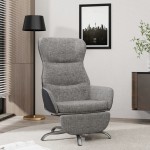 vidaXL Scaun de relaxare cu taburet, gri deschis, material textil vidaXL Scaun de relaxare cu taburet, gri deschis, material textil