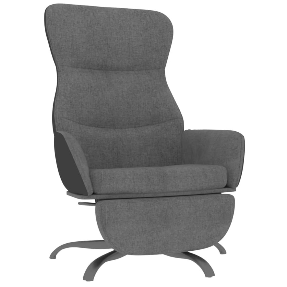 vidaXL Scaun de relaxare cu taburet, gri închis, material textil