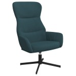 vidaXL Scaun de relaxare cu taburet, albastru, catifea vidaXL Scaun de relaxare cu taburet, albastru, catifea