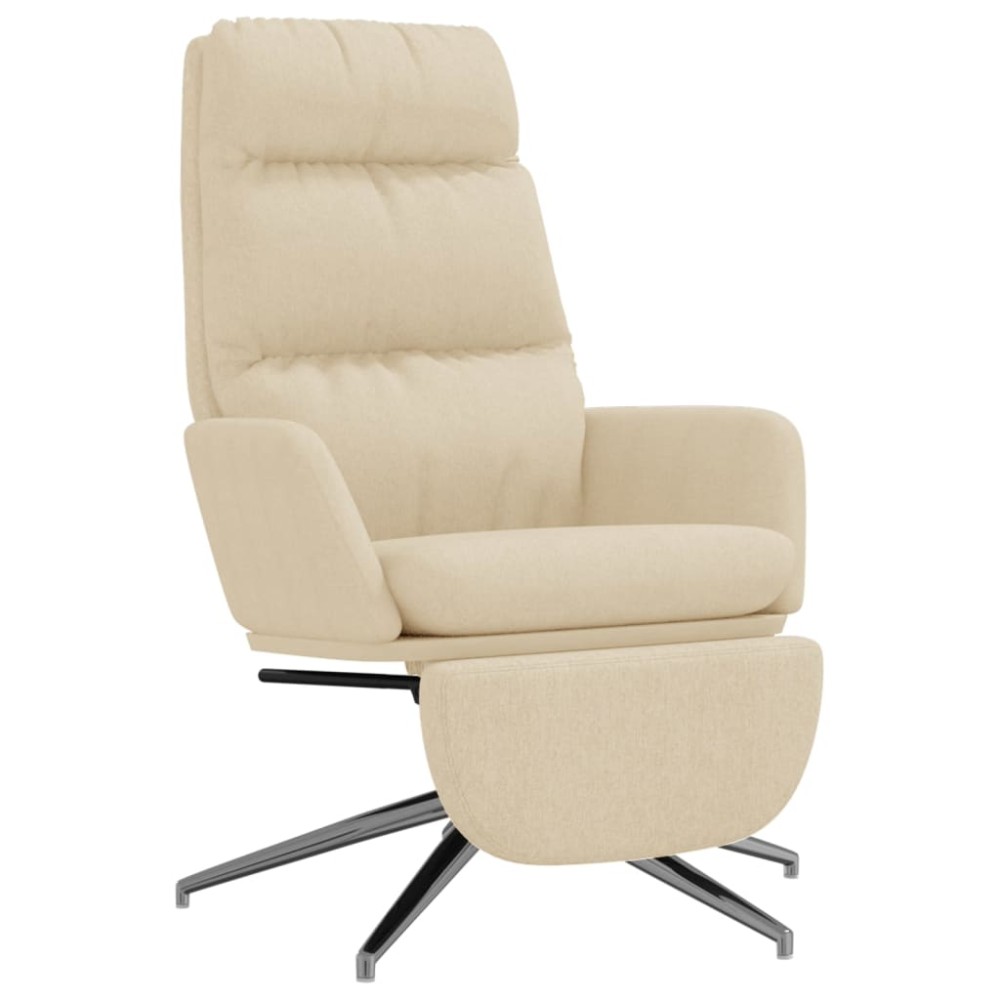 vidaXL Scaun de relaxare cu taburet, crem, material textil