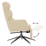 vidaXL Scaun de relaxare cu taburet, crem, material textil vidaXL Scaun de relaxare cu taburet, crem, material textil