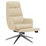vidaXL Scaun de relaxare cu taburet, crem, material textil vidaXL Scaun de relaxare cu taburet, crem, material textil