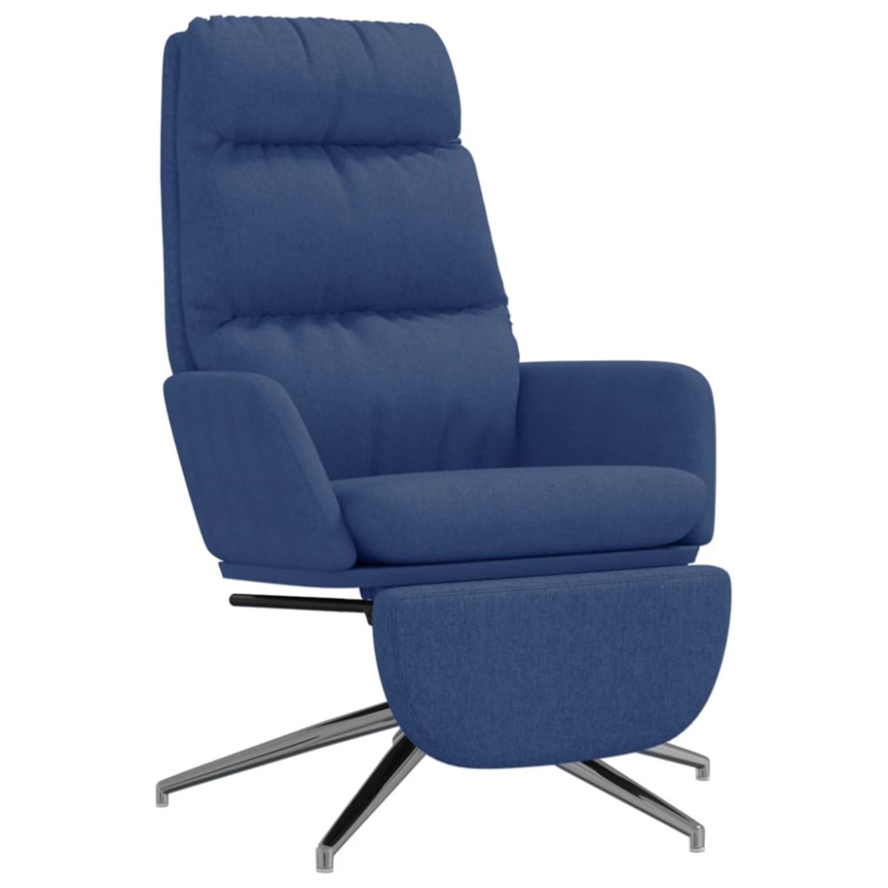 vidaXL Scaun de relaxare cu taburet, albastru, catifea