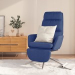 vidaXL Scaun de relaxare cu taburet, albastru, catifea vidaXL Scaun de relaxare cu taburet, albastru, catifea