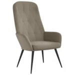 vidaXL Scaun de relaxare cu taburet, gri deschis, catifea vidaXL Scaun de relaxare cu taburet, gri deschis, catifea