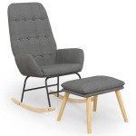 vidaXL Scaun balansoar cu taburet, gri deschis, textil vidaXL Scaun balansoar cu taburet, gri deschis, textil