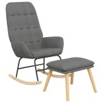vidaXL Scaun balansoar cu taburet, gri deschis, textil vidaXL Scaun balansoar cu taburet, gri deschis, textil