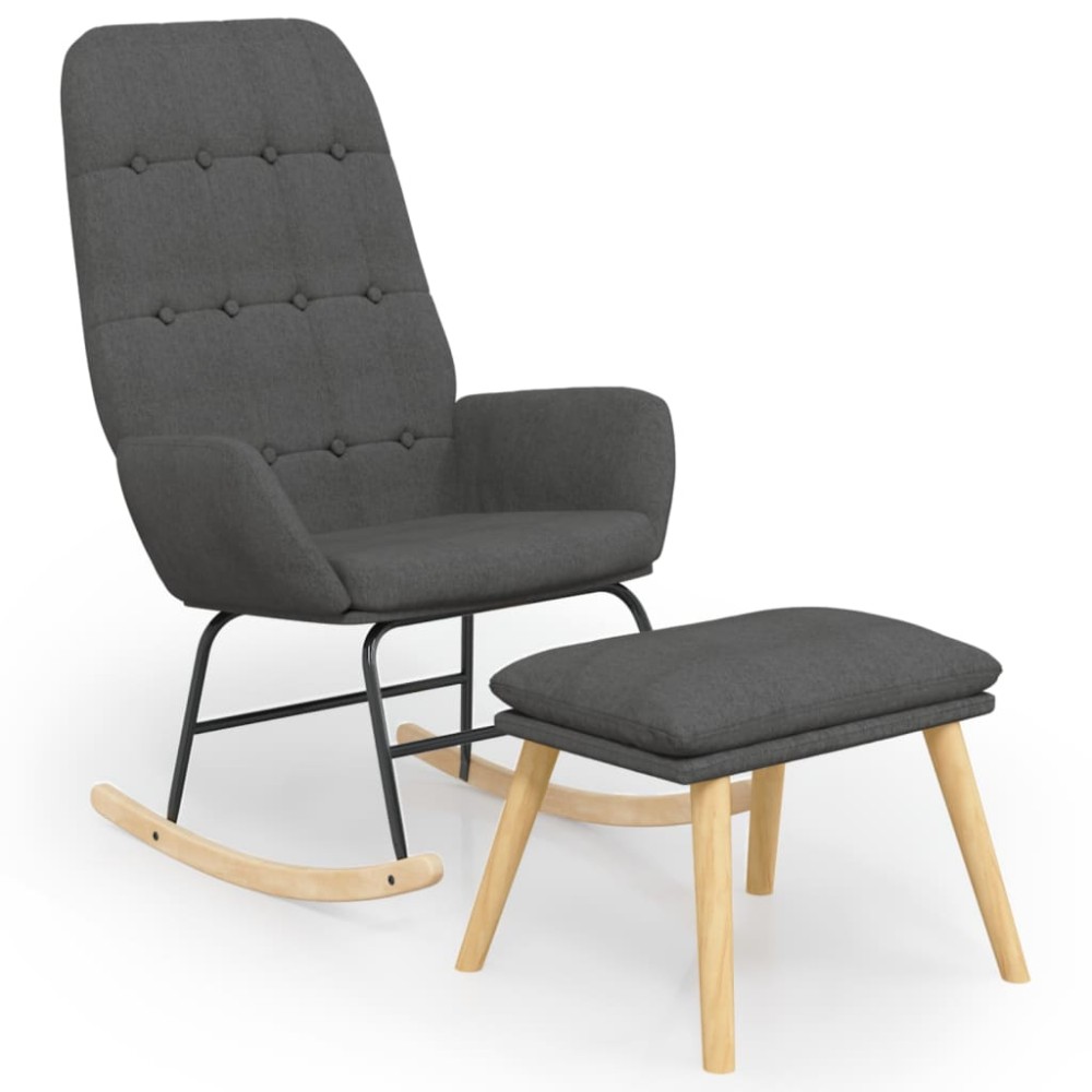 vidaXL Scaun balansoar cu taburet, gri închis, textil